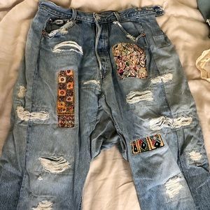 Baggy oversize repurposed denim patchwork pants